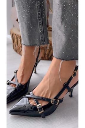کفش پاشنه بلند کلاسیک مشکی زنانه چرم مصنوعی پاشنه نازک پاشنه متوسط ( 5 - 9 cm ) کد 810760912
