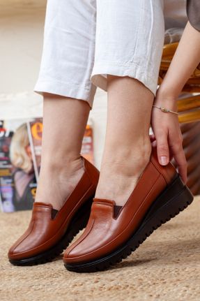 کفش آکسفورد قهوه ای زنانه چرم طبیعی پاشنه کوتاه ( 4 - 1 cm ) کد 368389142