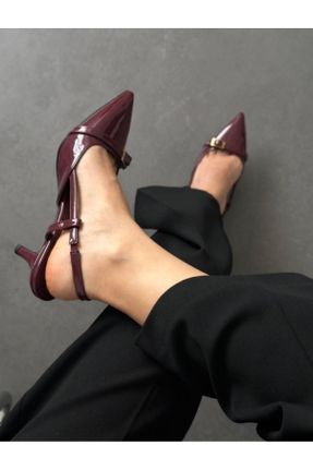 کفش پاشنه بلند کلاسیک زرشکی زنانه چرم مصنوعی پاشنه نازک پاشنه متوسط ( 5 - 9 cm ) کد 809715818