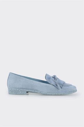 کفش لوفر آبی زنانه چرم طبیعی پاشنه کوتاه ( 4 - 1 cm ) کد 820351485