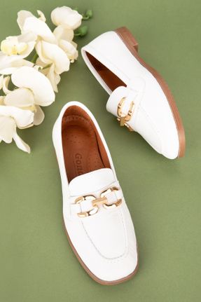 کفش لوفر سفید زنانه چرم طبیعی پاشنه کوتاه ( 4 - 1 cm ) کد 820421752