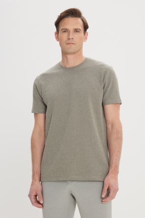 تی شرت خاکی مردانه یقه گرد کد 820165438
