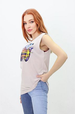تیشرت بژ زنانه اسلیم فیت GetCrazy - کد 813526893