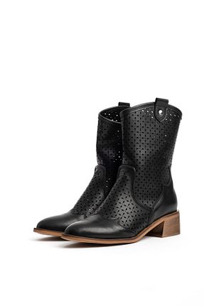 بوت / نیم بوت مشکی زنانه پاشنه تخت LAL SHOES & BAGS - کد 820106112