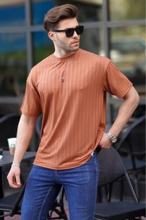 تی شرت نارنجی مردانه یقه گرد رگولار تکی کد 810315785