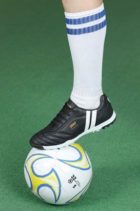 کفش فوتبال چمن مصنوعی مشکی مردانه چرم مصنوعی کد 5940243