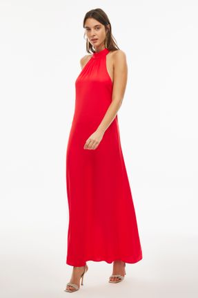 لباس قرمز زنانه بافتنی پلی استر رگولار آستین-بلند کد 816765858