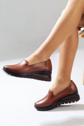 کفش آکسفورد قهوه ای زنانه چرم طبیعی پاشنه کوتاه ( 4 - 1 cm ) کد 368389142