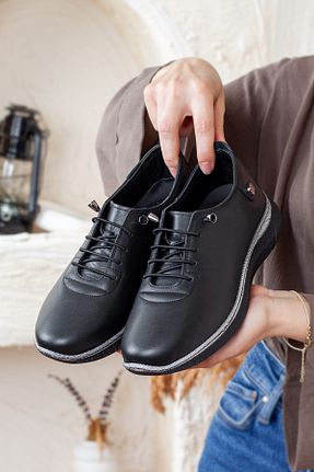 کفش کژوال مشکی زنانه چرم خالص Adım Adım - کد 794605154