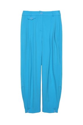 شلوار آبی زنانه مخلوط ویسکون بافتنی پاچه تنگ فاق بلند راحت کد 801455057