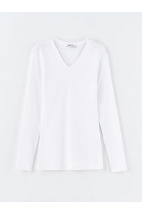 تی شرت سفید زنانه ریلکس یقه هفت کد 820845335