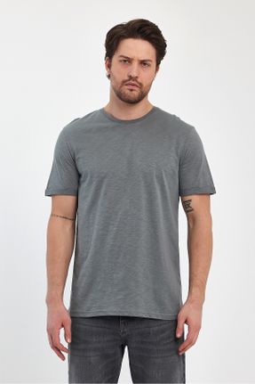 تی شرت خاکی مردانه رگولار یقه گرد پنبه (نخی) بیسیک کد 820520016