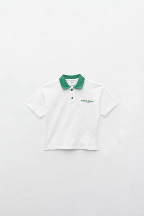 تی شرت سفید بچه گانه اورسایز یقه پولو تکی طراحی کد 820523640