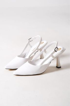 کفش پاشنه بلند کلاسیک سفید زنانه چرم مصنوعی پاشنه نازک پاشنه متوسط ( 5 - 9 cm ) کد 820564108