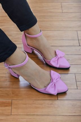 کفش پاشنه بلند کلاسیک صورتی زنانه چرم مصنوعی پاشنه ضخیم پاشنه متوسط ( 5 - 9 cm ) کد 808629247