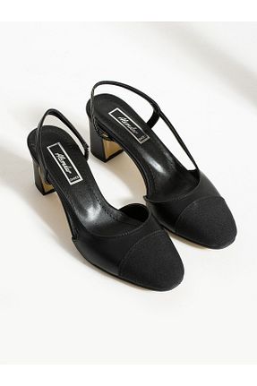 کفش پاشنه بلند کلاسیک مشکی زنانه پارچه Alemdar Shoes - کد 820477557