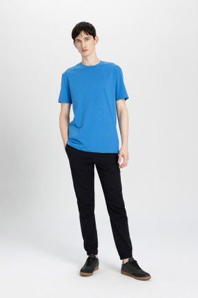 تی شرت آبی مردانه رگولار یقه گرد تکی بیسیک کد 820545218