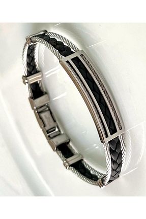 دستبند استیل (فولاد) مشکی مردانه استیل (فولاد) Bay hediye - کد 820632517
