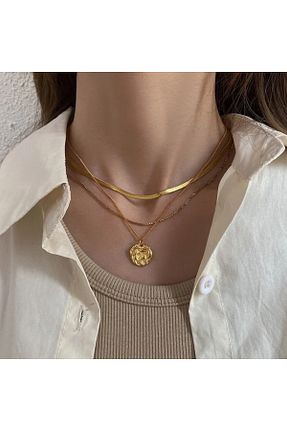 گردنبند استیل ( فولاد ) طلائی زنانه استیل ضد زنگ Melis accessory - کد 820706831