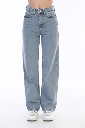 شلوار جین آبی زنانه پاچه راحت فاق بلند جوان کد 820717350
