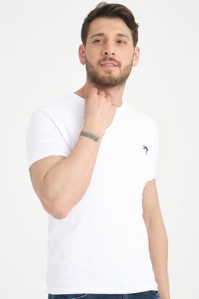 تی شرت سفید مردانه یقه خدمه رگولار کد 820953677