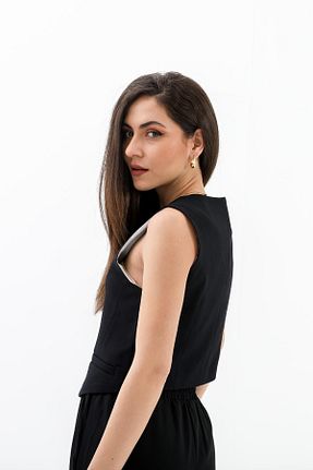 جلیقه سرمه ای زنانه Fitted Tienda Elegante - کد 820982620