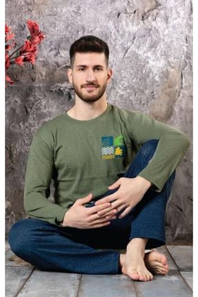 ست لباس راحتی خاکی مردانه چاپی CALİA - کد 813083310