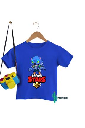 تی شرت آبی بچه گانه رگولار یقه گرد پنبه (نخی) کد 820531443