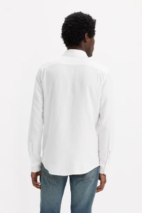 پیراهن سفید مردانه رگولار یقه پیراهنی مخلوط کتان کد 820544281