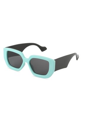 عینک آفتابی فیروزه ای زنانه 54 UV400 پلاستیک مات مستطیل کد 820549549