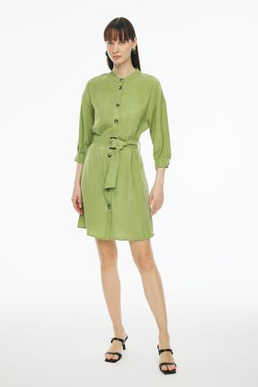 لباس سبز زنانه بافتنی آستین افتاده راحت آستین-بلند کد 820567955