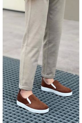 کفش کلاسیک قهوه ای مردانه پارچه نساجی پاشنه کوتاه ( 4 - 1 cm ) پاشنه ساده کد 820595129