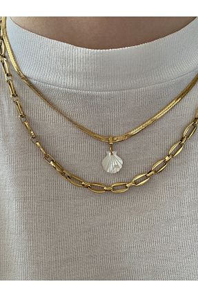 گردنبند استیل ( فولاد ) طلائی زنانه استیل ضد زنگ Pinery Jewels - کد 820631691