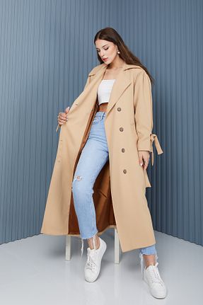 ترنچکت بژ زنانه پنبه پلی استر SahraAfra - کد 820943040