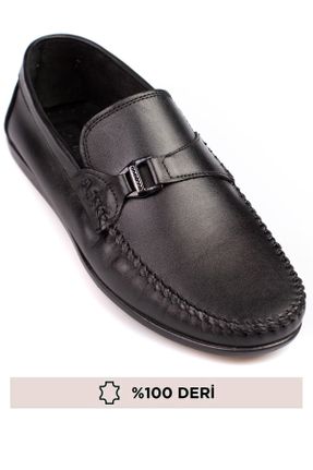 کفش کژوال مشکی مردانه چرم طبیعی پاشنه کوتاه ( 4 - 1 cm ) پاشنه ساده کد 821280117