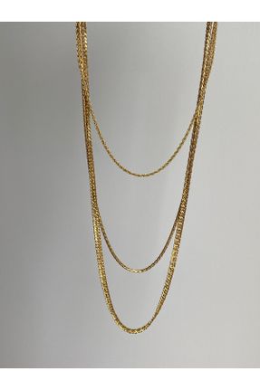 گردنبند استیل طلائی زنانه فولاد ( استیل ) کد 181414939