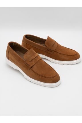 کفش لوفر قهوه ای مردانه چرم طبیعی پاشنه کوتاه ( 4 - 1 cm ) کد 821119747