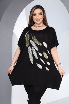 بلوز سایز بزرگ مشکی زنانه سایز بزرگ HÜLYA BUTİK - کد 821131976