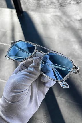 عینک آفتابی آبی مردانه 53 UV400 ترکیبی سایه روشن مستطیل کد 821248324
