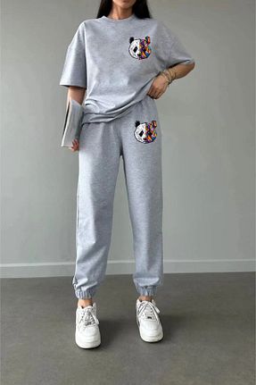 ست گرمکن طوسی زنانه پنبه پلی استر LOTS MODA - کد 821361136