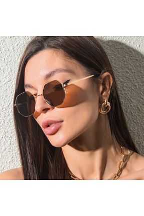 عینک آفتابی قهوه ای زنانه UV400 EKstore - کد 112058004