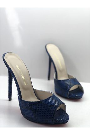 دمپائی سرمه ای زنانه چرم مصنوعی HAYYSHOES - کد 112548730