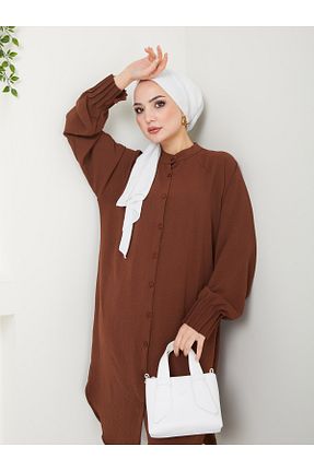 تونیک حجاب قهوه ای زنانه پنبه پلی استر VOLT CLOTHİNG - کد 820926582