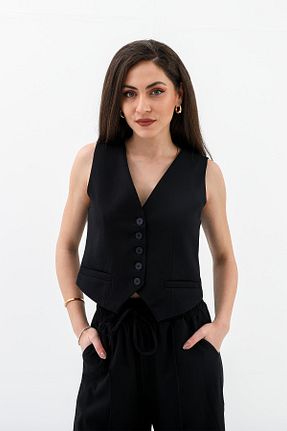 جلیقه مشکی زنانه اورسایز Tienda Elegante - کد 820983375