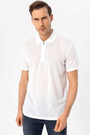 تی شرت سفید مردانه ویسکون رگولار یقه پولو کد 688771306
