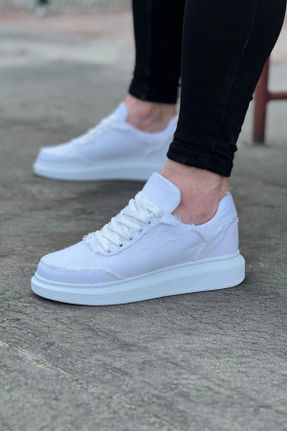 کفش کژوال سفید مردانه پارچه نساجی پاشنه کوتاه ( 4 - 1 cm ) پاشنه ساده کد 821112088