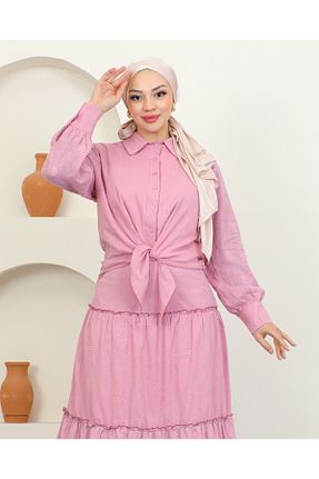 ست بالاتنه و پائین تنه صورتی زنانه بافتنی esrastyle - کد 821118985