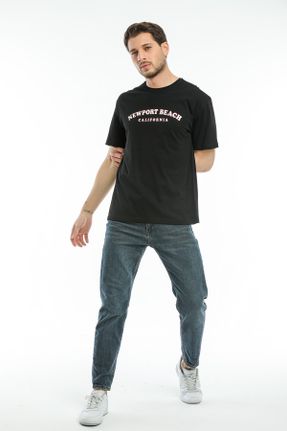 تی شرت مشکی مردانه رگولار یقه گرد کد 100871569