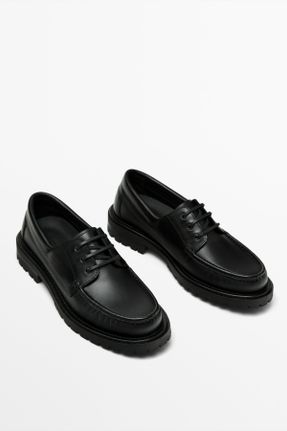 کفش کلاسیک مشکی مردانه چرم طبیعی پاشنه کوتاه ( 4 - 1 cm ) کد 821202601