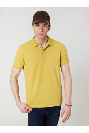 تی شرت زرد مردانه رگولار یقه پولو تکی کد 261523293